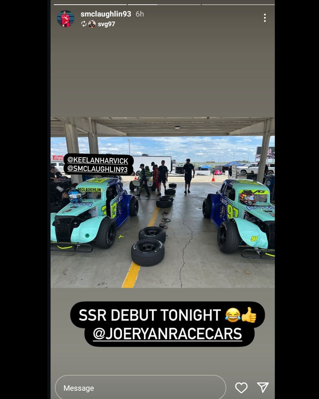 Screenshot of Scott McLaughlin's Instagram story via @smclaughlin93